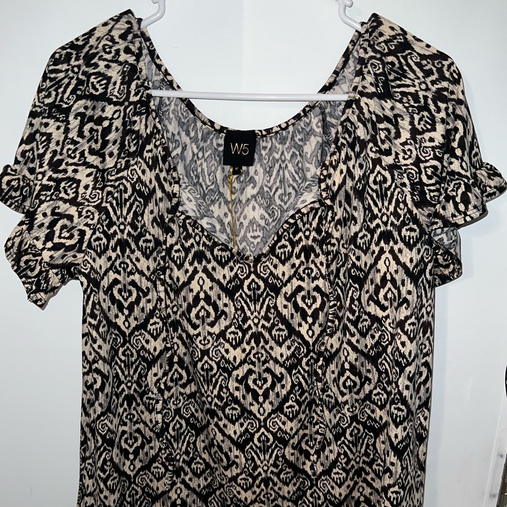 w5 black multicolor short sleeve blouse
